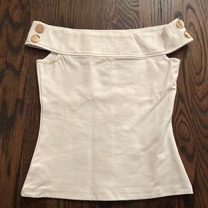 NWT Karen Millen Rivet detail Bardot Ponte top ivory size UK 6